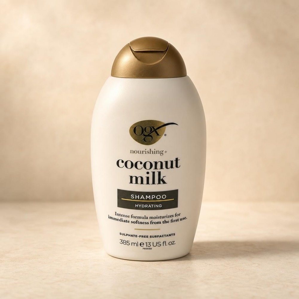 شامپو مو بدون سولفات اوجی ایکس OGX مخصوص مو معمولی و خشک مدل coconut milk امریکایی 385 میل