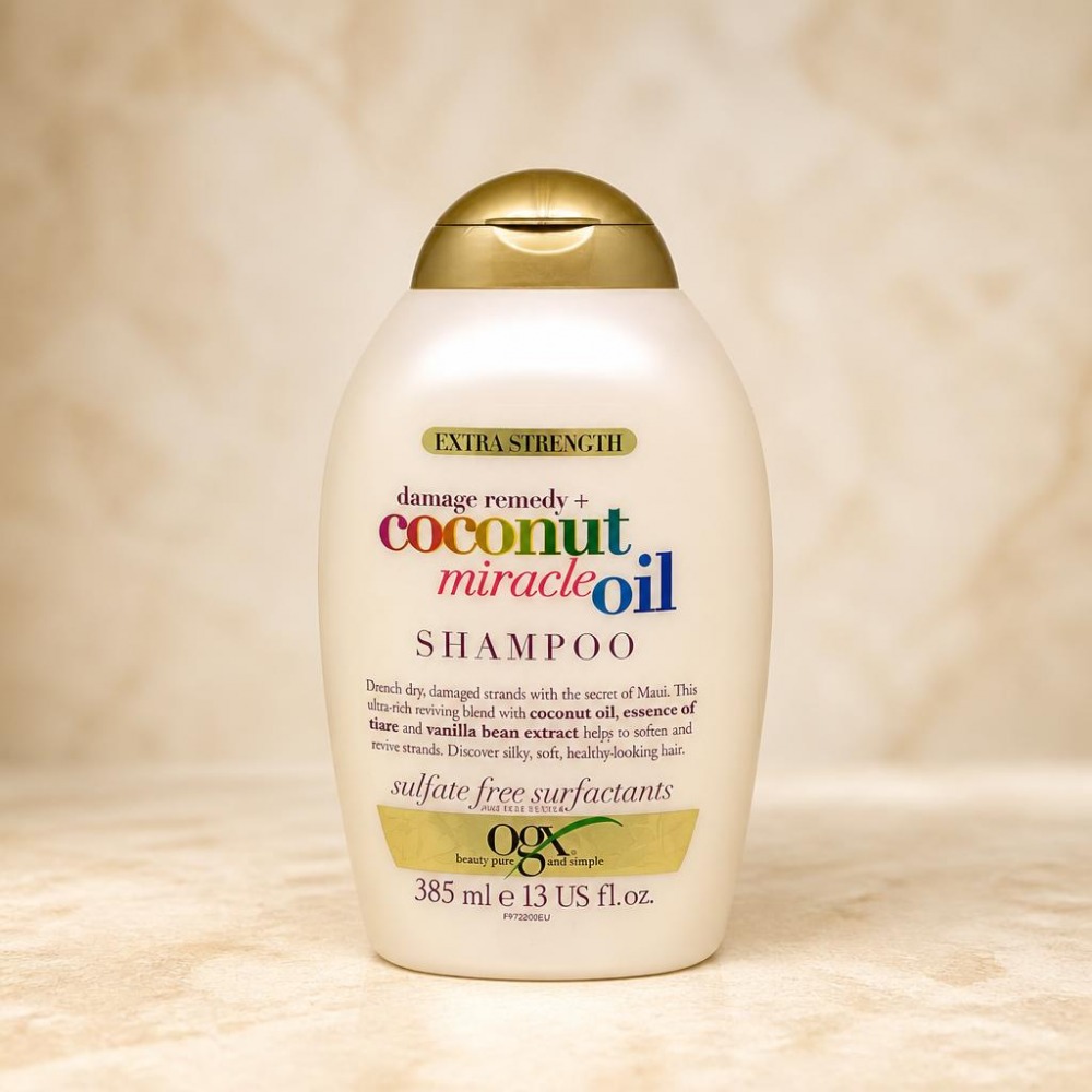 شامپو مو بدون سولفات اوجی ایکس OGX مخصوص مو خیلی خشک و ضخیم مدل coconut miracle oil سفارش امارات 385 میل