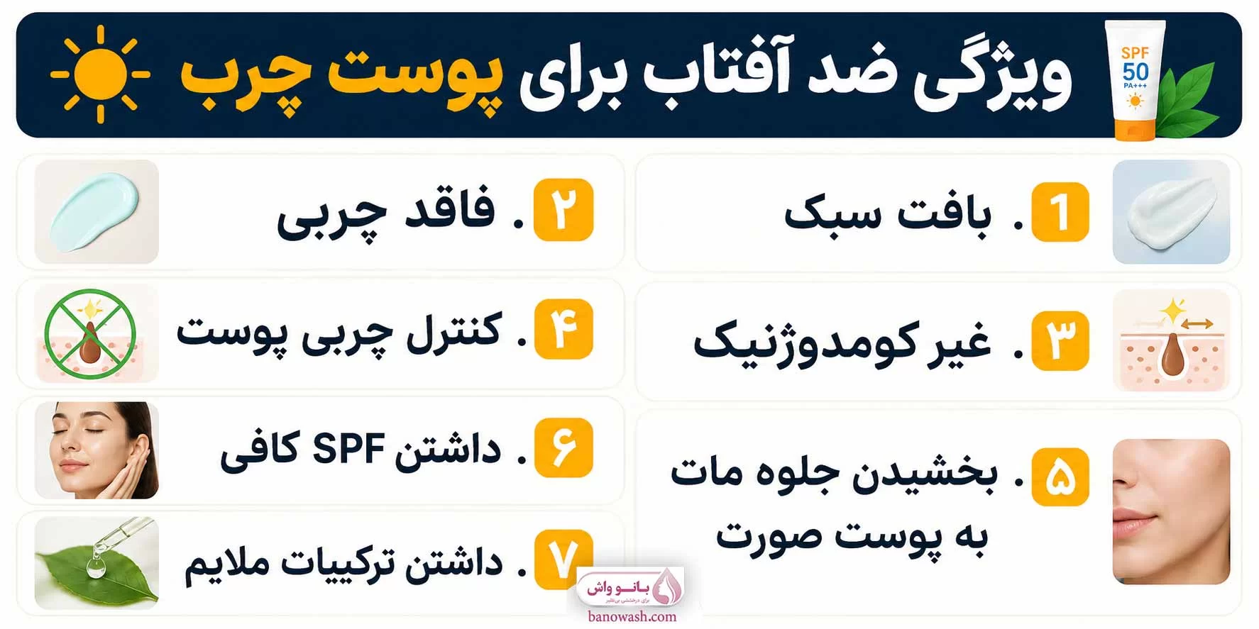 ویژگی بهترین ضد آفتاب برای پوست چرب