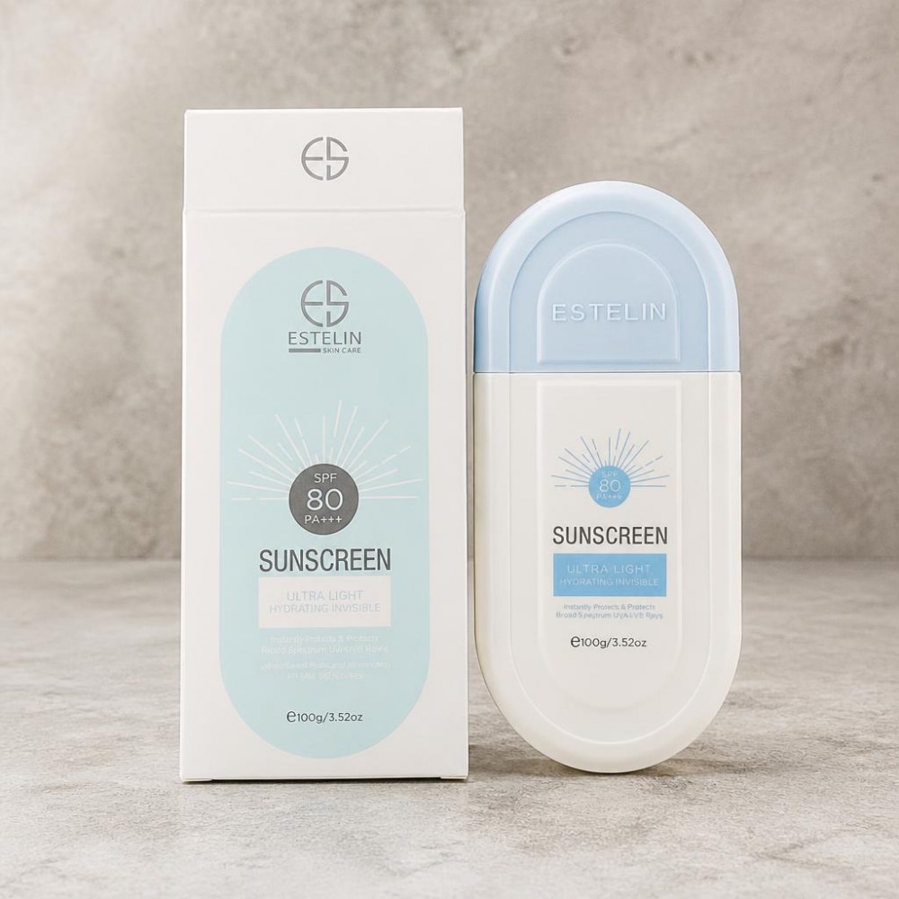 ضد آفتاب ترمیم کننده استلین بی رنگ spf80 مناسب انواع پوست حتی حساس و خشک ساخت چین 100گرم