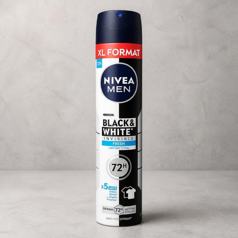 اسپری ضدتعریق پودری نیوآ مردانه آنتی باکتریال رایحه خنک 72 ساعته مدل BLACKWHITE  سفارش آلمان 200میل